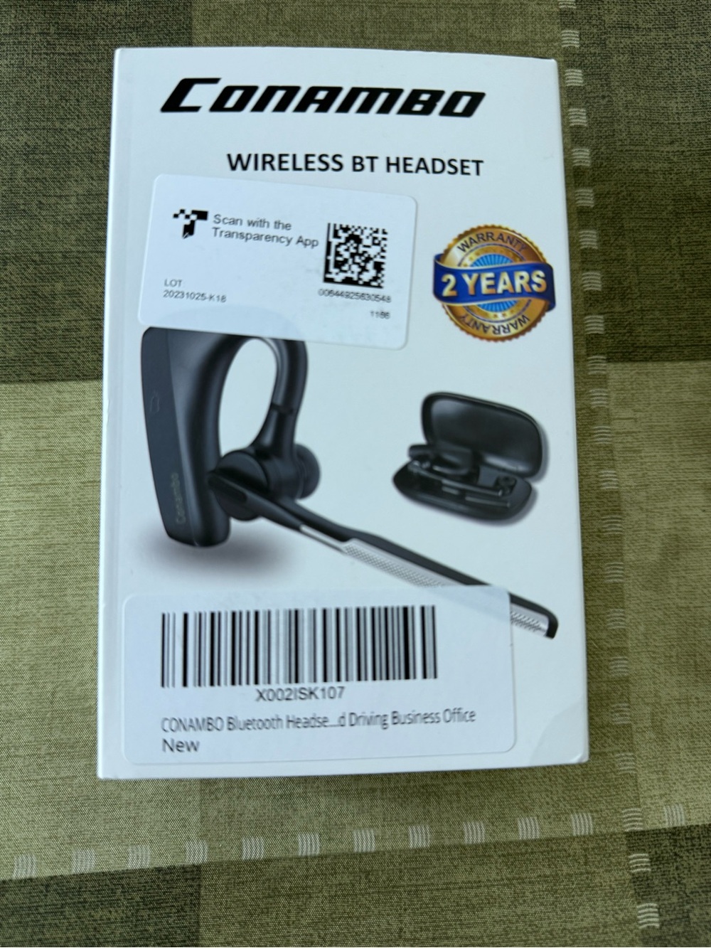 Black Wireless BT Headset with Boom Mic